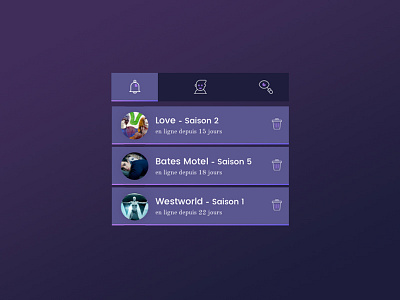 Daily UI #027 - Dropdown alarm daily ui design dropdown menu purple series tv show ui ux visual interface webdesign