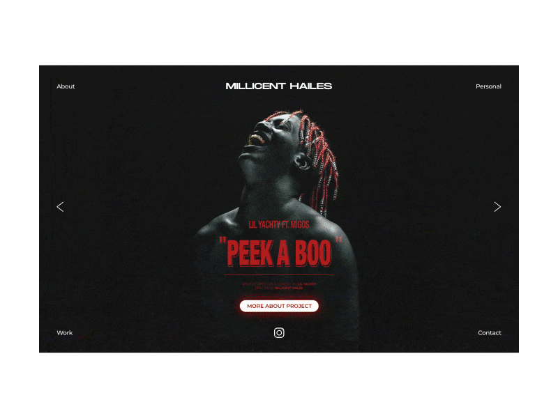 Millicent Hailes website redesign concept design director lil yachty millicent millicent hailes peekaboo production ui video web web desgin webdesign website design