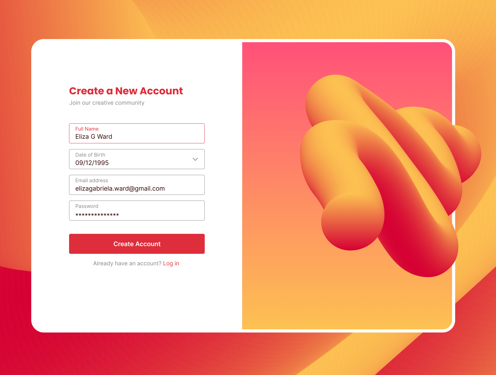 Create a New Account UI by Eliza G Ward - UI/UX Designer on Dribbble