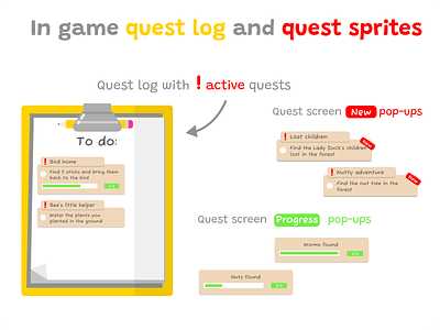 UI/UX Game Quest log and quest sprites