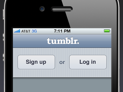 Sign up or log in blue gray iphone ui