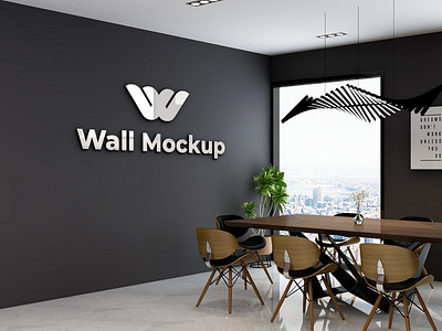 3d Meeting Room interior design with wall mockup on PSD by Tripleart on ...