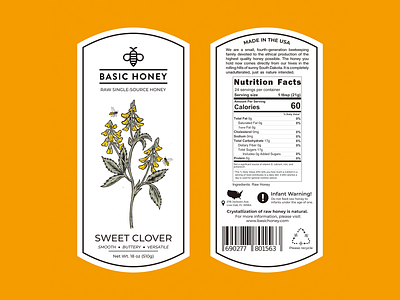 Sweet Clover - BASIC HONEY | Label Design bee branding design drawing graphic design honey illustration label label design labels plants sketch