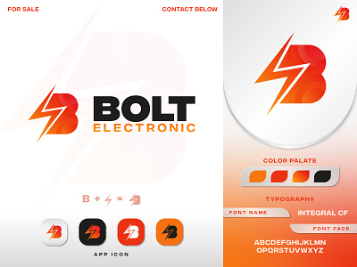 B + Power Icon Electronic Logo Design