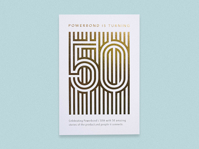 Fifty card 50th anniversary branding card fifty foil gold identity lines logo numbers print