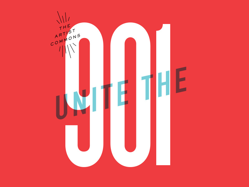 Unite the 901 americana red numbers lockup identity branding typography collage overlay type memphis 901