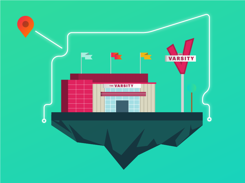 Another place in ATL travel interaction building illustration icon vector wip design atlanta landmark the varsity