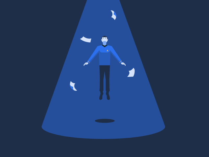 Beam me up, Scotty design blue paper beam startrek spok illustration