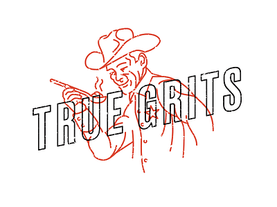 True Grits branding breakfast cowboy cowboyhat grits illustration letterpressed logo mark overlay sherrif truegrit typography western