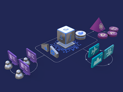 System amazon cloud collaboration cube design details dicehub engineering gears illustration logo scheme technology work