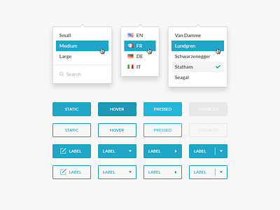 UI Elements button dropdown interface stroked styleguide ui web