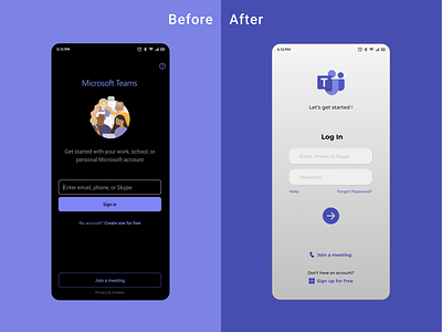 MS Teams Log-In Screen | Redesign