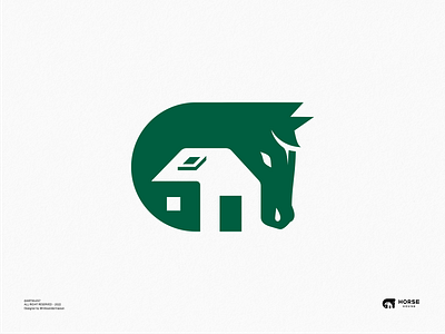 Horse House animal branding green logo horse lovers logo branding logo negative space logomark negative logo negative space pet logo visual identity
