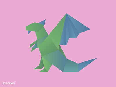 The Magic Dragon animal dragon icon illustration origami vector