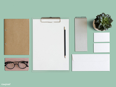 Minimal Mockup branding design flatlay mockup paper stationery