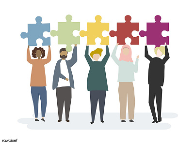 Teamwork activity character community design graphic design icons jigsaw people puzzle teamwork vector