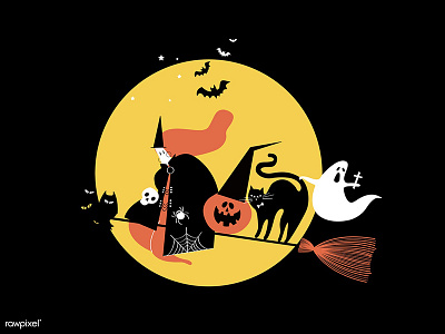 The Witch & Friends character design fun ghost graphic design halloween icon illustration vector witch witchcraft