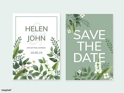 Wedding Invitations : Greenery design flower graphic graphic design illustration invitation card leaf mockup natural templates vector