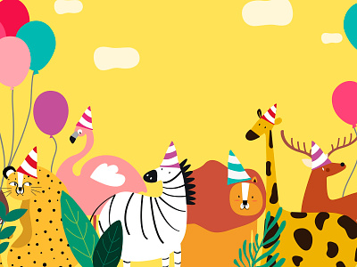 Let's party!! animal character cut design fun graphic graphic design illustration new year 2019 party vector