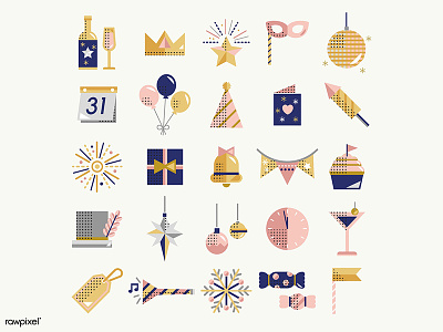 New Year's Icons design festive graphic graphic design hny icon icons illustration new year 2019 vector