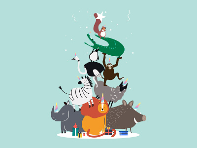 Let's Party!! animal character cut design fun graphic graphic design illustration new year 2019 party vector