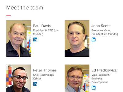 Team Page - v1 - Website Redesign connect employees founders headshots meet the team owners