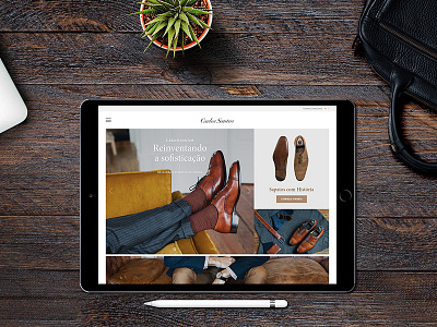 santos shoes clean fashion grid institutional shoes typography website