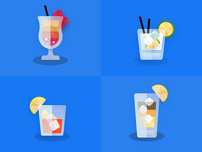 Textured Watercolor Cocktail Illustrations