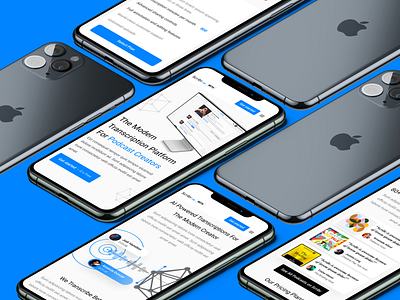 Scribr Responsive Mobile Site 3d app design apple blue ios iphone landingpage marketing site mobile mockup platform podcast responsive scribr visual design