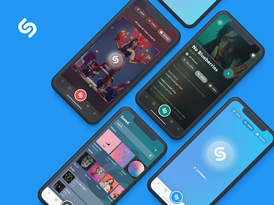 Uplabs Redesign Challenge — Music app audio blue flat ios iphone listen mesh minimal mobile music music app music art redesign shazam stream ui uplabs