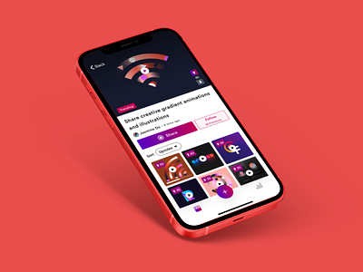 Design Inspiration Sharing Concept behance collection feed gif gradient inspiration instagram ios iphone minimal mobile mockup pinterest procreate share social