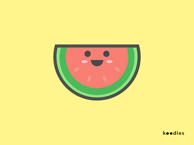 Koodies Watermelon Character brand cute flat graphic icon illustration koodies melon pink vector water watermelon