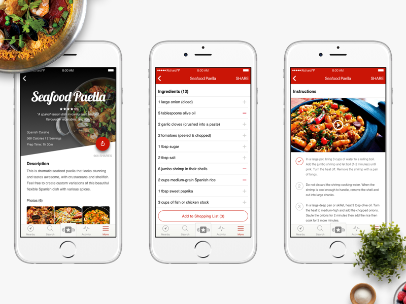 Recipe Page by richard.ux on Dribbble