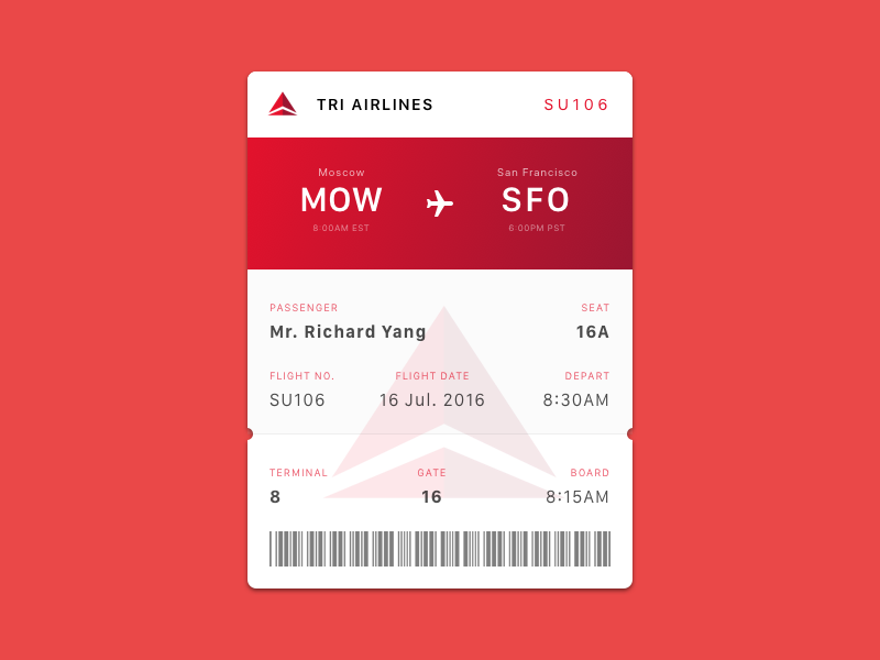 D100UI - 24: Boarding Pass by richard.ux on Dribbble