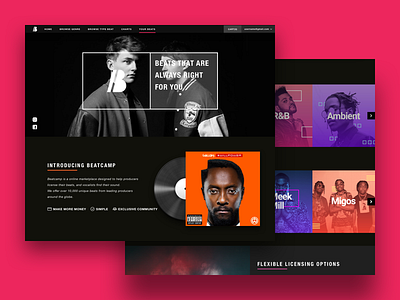 Beatcamp Landing Page Concept beat dark music site song stream theme ui web