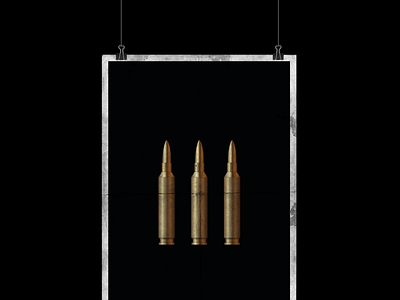 Three Bullets Poster bullet caliber cocaine drug flat gold gun metal narcos poster print weapon