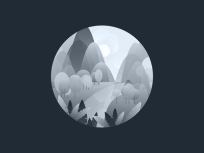 Black & White Landscape Illustration