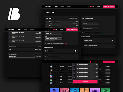 Beatcamp Checkout Flow beatcamp cart checkout commerce dark form minicart panel shop theme website