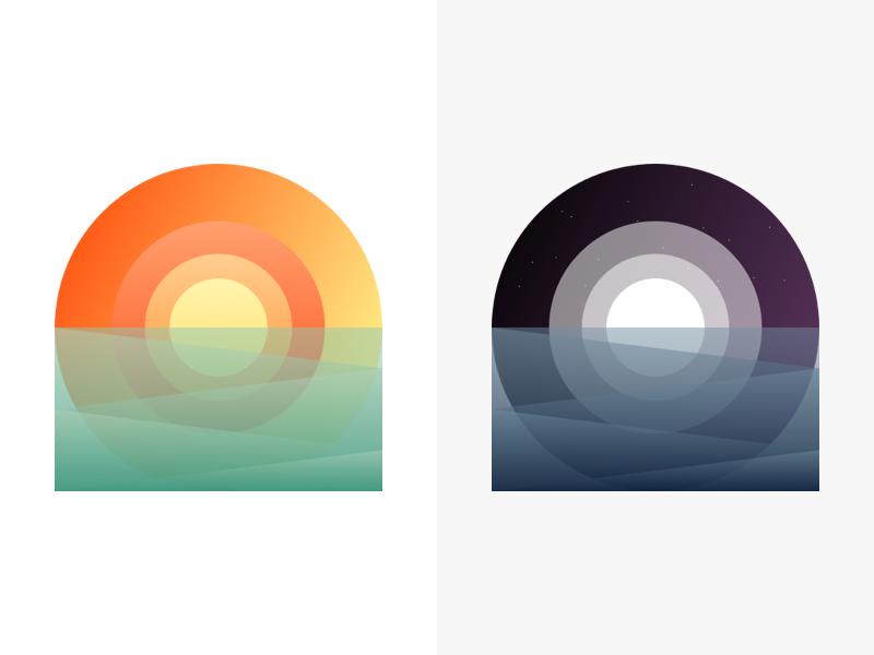 Sun & Moon Illustration flat illustration gradient color minimal moon sunset sunrise sun