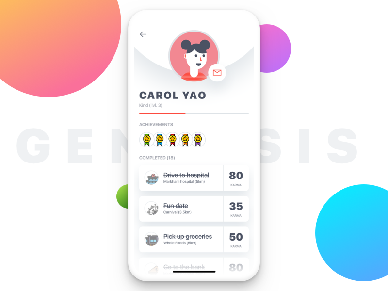 GENESYS – Volunteer Profile x volunteer task rating profile mobile list karma iphone ios finder apple