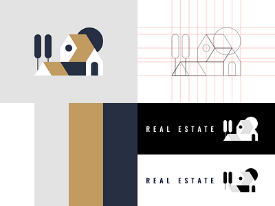 Rejected Real Estate Logo book brand building estate grid guidelines house icon illustration logo real wireframe