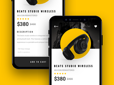 Beats Product Detail Page 3d beats cart checkout commerce detail flat minimal mockups music product