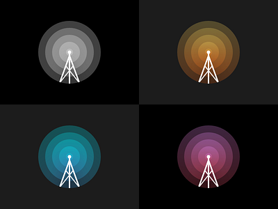 Minimal Radio Illustration color flat gradient icon illustration logo minimal radio signal tower wave