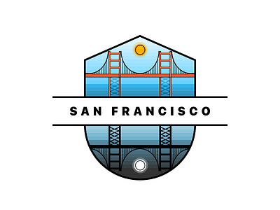 San Francisco Sun & Moon Illustration badge bridge flat francisco illustration logo minimal moon night san sf sun