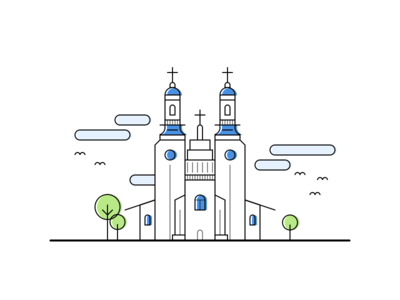 Line Stroke Church Illustration