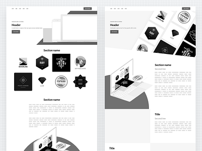 Landing Page Wireframes grid landing mockup page responsive seo site sketch web wireframe