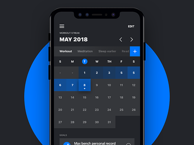 Calendar x Momentum Habit Forming Concept app calendar exercise form goal habit ios iphone momentum streak workout