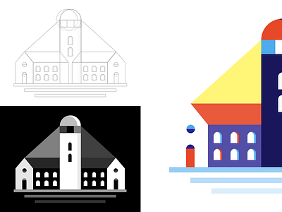 Lighthouse Rebound design geometric houses icon illustration lighthouse logo minimal nautical tutorial vector wireframe