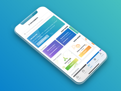 E-course Hub Mobile Concept card course flat gradient iphone learn learning list minimal mobile module online