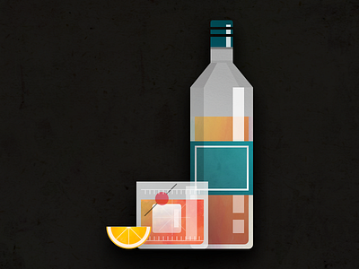 Old Fashioned alcohol booze bourbon drink fashioned flat icon illustration logo old texture vector
